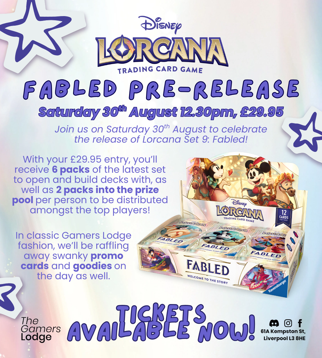 30/08/25 Lorcana TCG Pre Release Event - Fabled