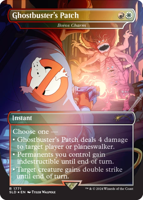 ghostbusters patch ghostbusters secret lair mtg foil card front with art