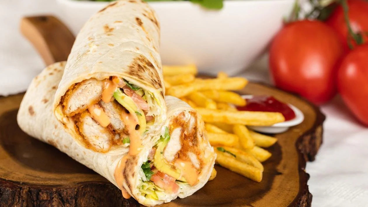 Chicken Wrap & Fries - With Lettuce and your choice of sauce
