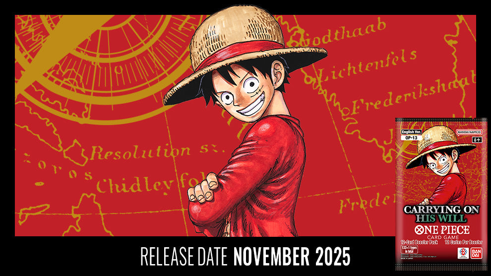 Promotional poster for 'One Piece' with a character in a straw hat and red shirt on a red background with text and graphics.