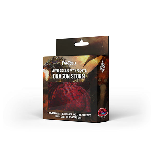 Fanroll - Dragon Storm Velvet Compartment Dice Bag - Red Dragon Scales