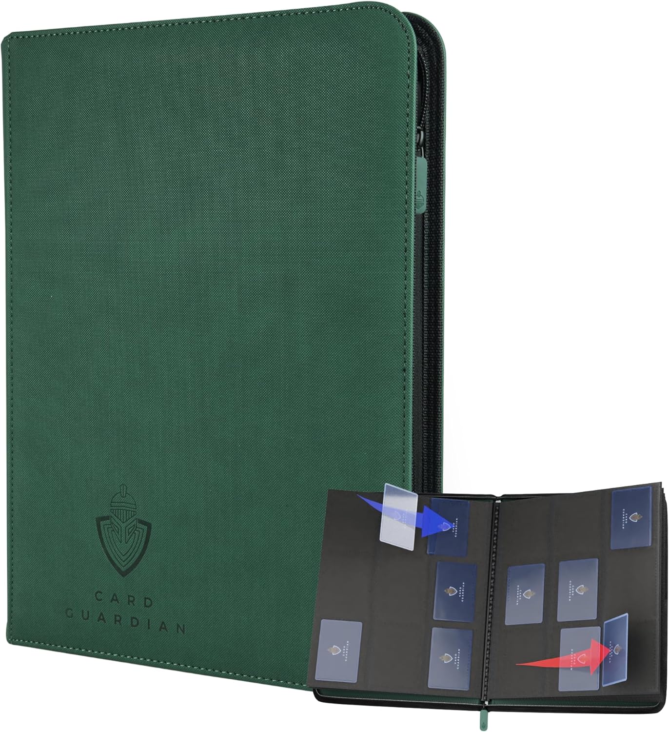 Card Guardian 9 Pocket Card Binder with Zipper – Holds 360 Cards, Side Loading Trading Card Binder for TCG