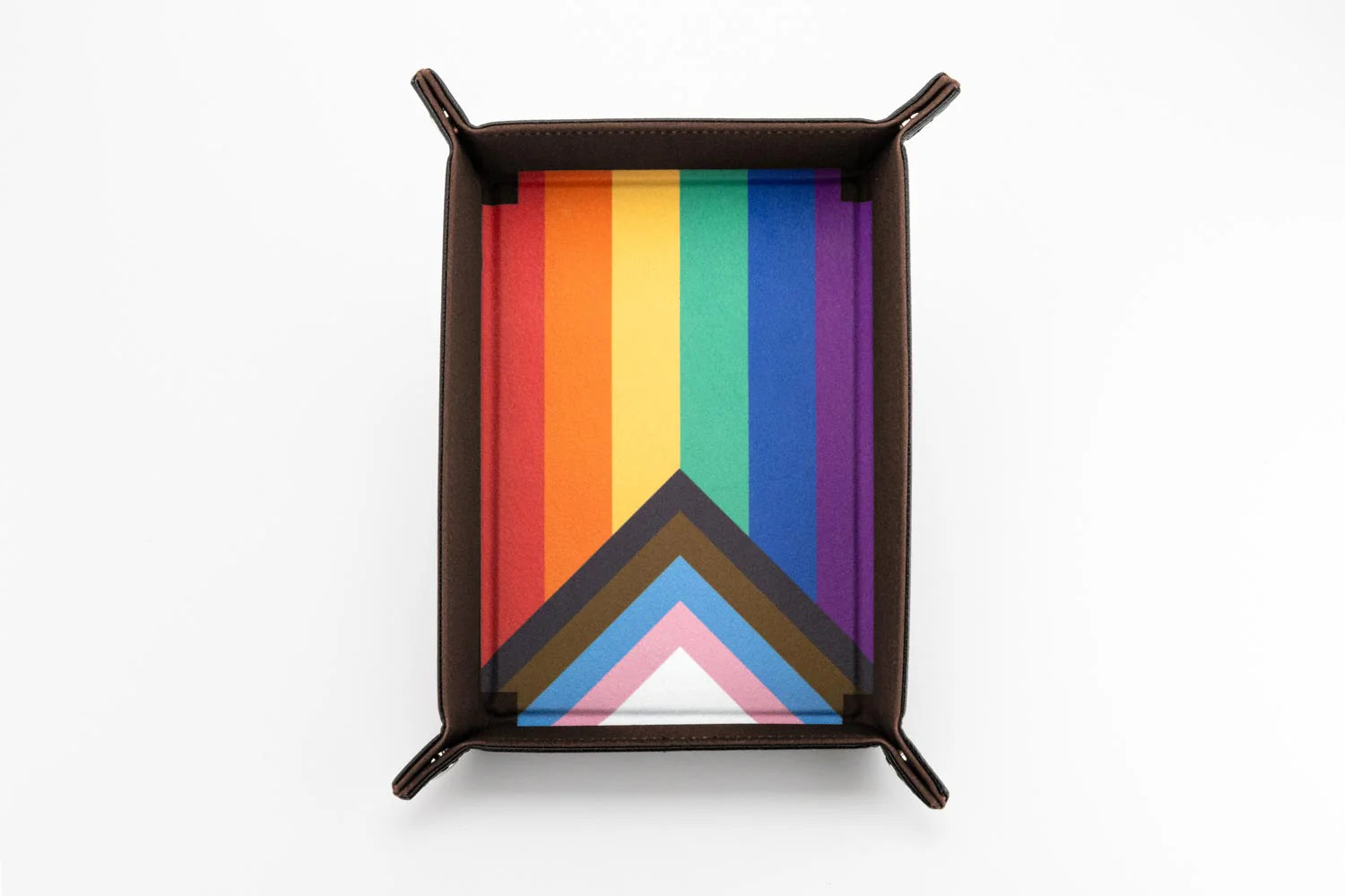 FanRoll fold up Velvet Dice Tray w/ PU Leather Backing - Rainbow Flag