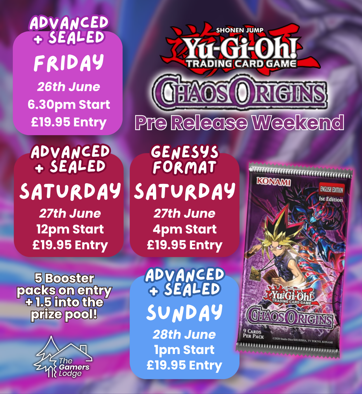 TICKET - Yu-Gi-Oh! - Chaos Origins - Premier Event! - FRIDAY 26/06/26
