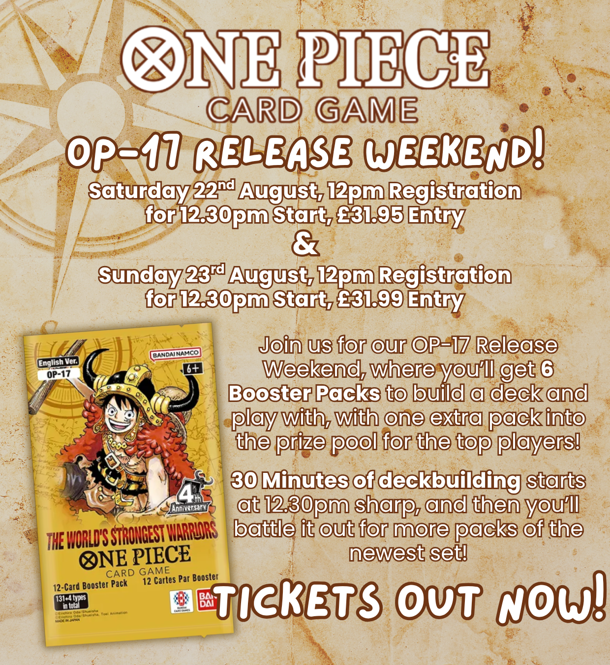 TICKET: Pre Release One Piece OP17 - SUNDAY 23/08/26