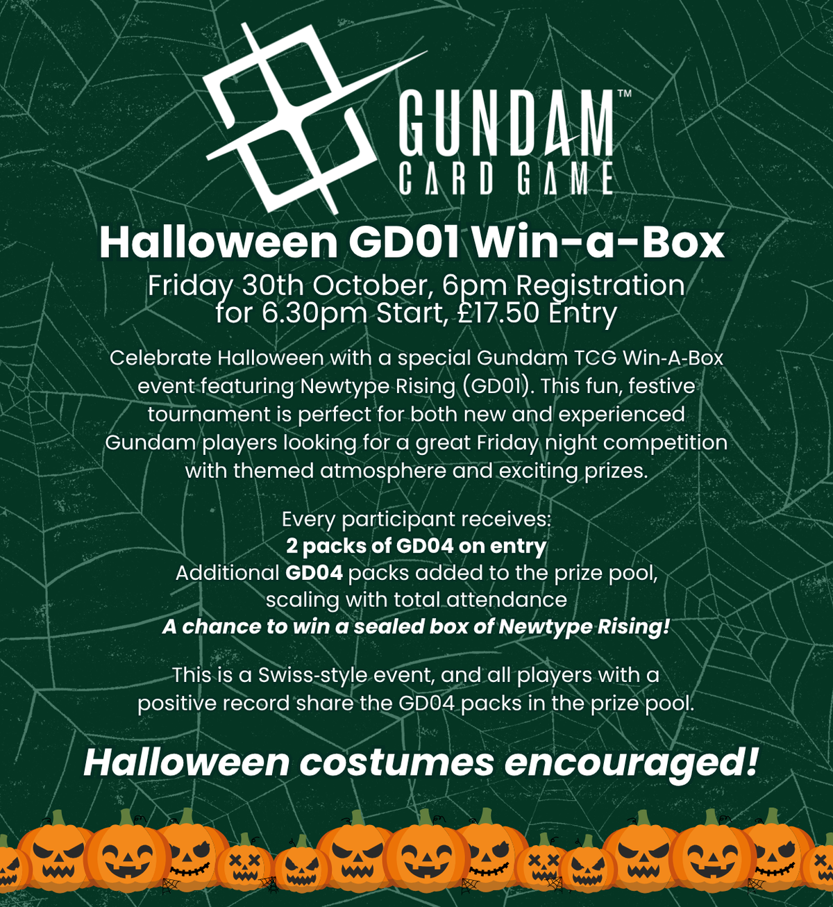 TICKET: Gundam TCG - Halloween Win-a-Box GD01 - Friday 30th October 2026