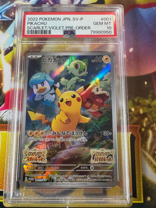 Pikachu JAPANESE - PSA 10 Gem Mint - 001/SV-P Scarlet Violet Pre Order Promo