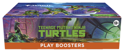 Box of Teenage Mutant Ninja Turtles play boosters with colorful graphics and branding.