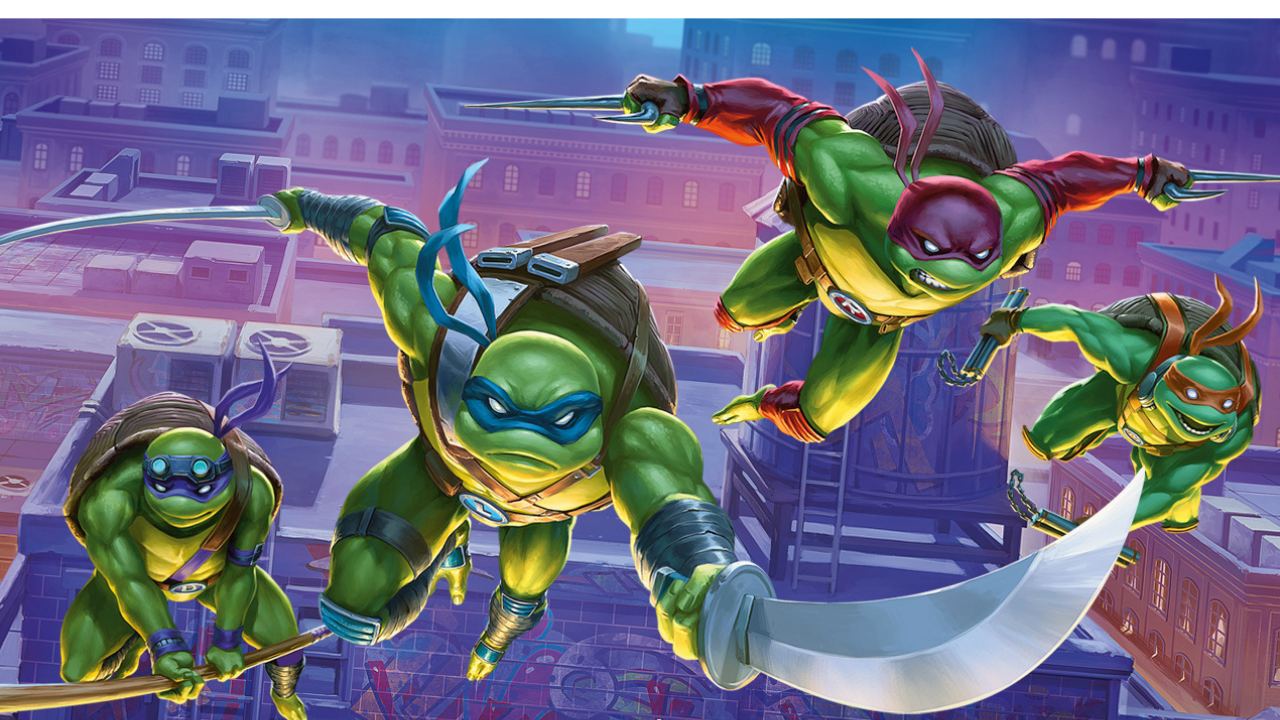 Teenage mutant ninja turtles magic the gathering crossover set promotional hero art