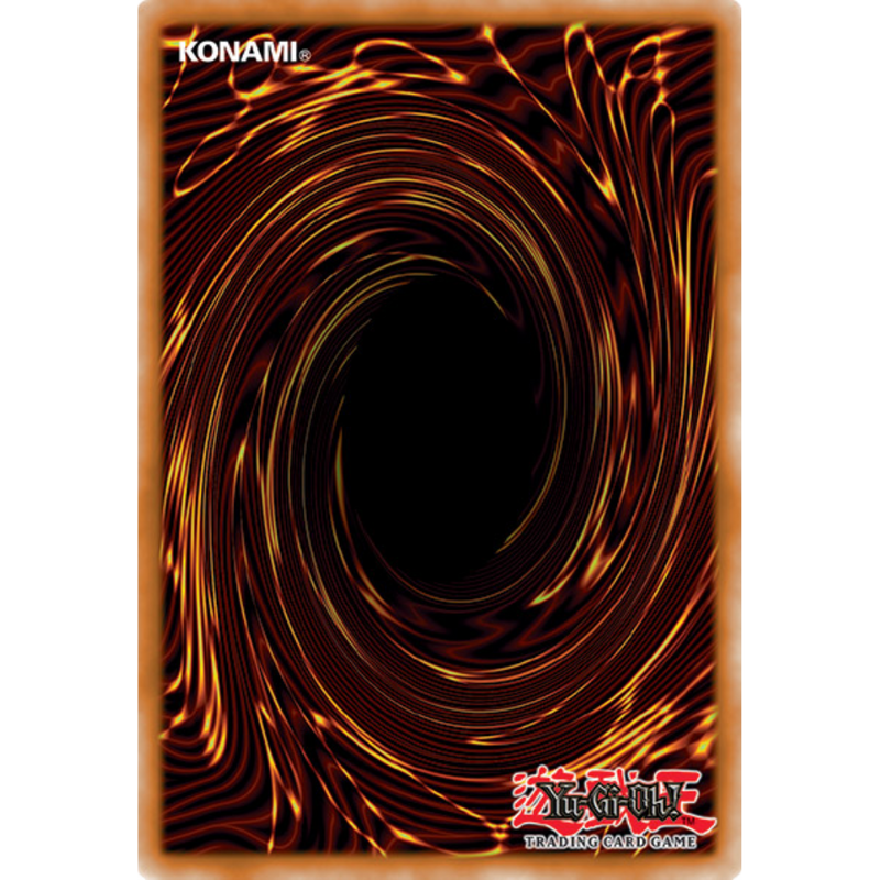 Konami yugioh trading card game card with swirling design and brand logo