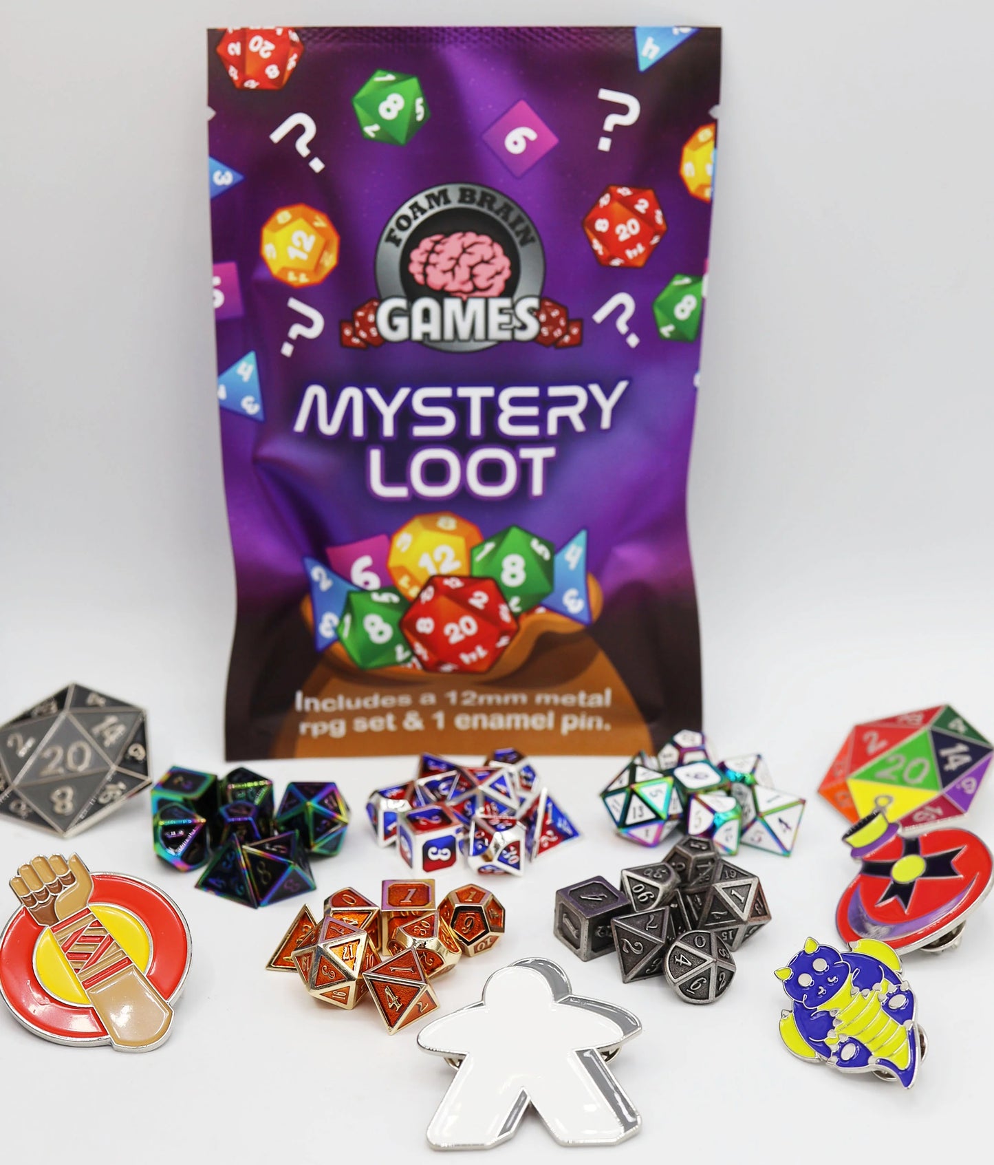 Foam Brain Games - Epic Mystery Loot: Mini Metal RPG Set + Enamel Pin